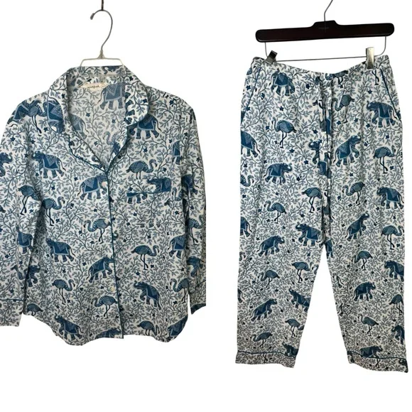 Printfresh Flamenco long sleeve Pajama Set in blue size small NEW - Picture 2 of 9